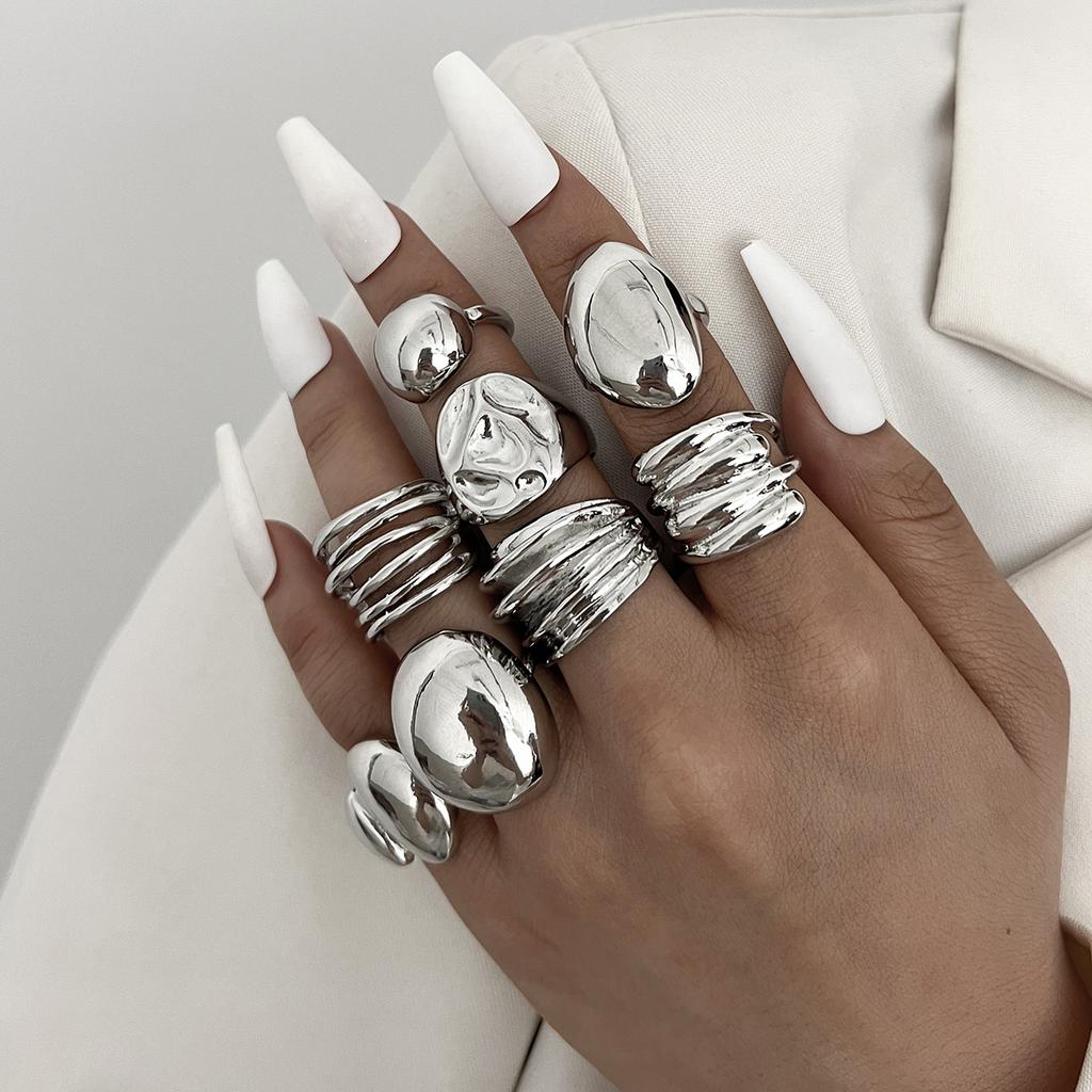 Punk Irregular Metal Opening Rings For Women Vintage Geometric Liquid Lava Waterdrop Knuckle Joint Ring Party Jewelry Gifts 2026