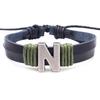 Handmade Woven Leather Bracelet with English Letter Charms