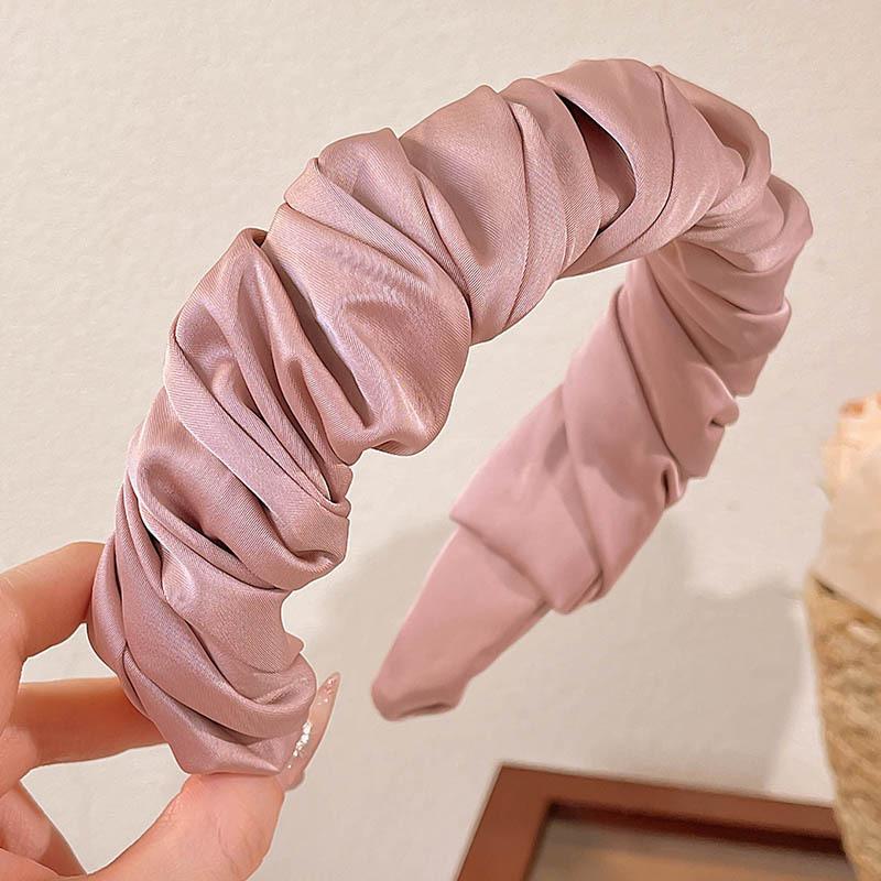 Fashion Women's Ruffled Satin Headband Elastic Hair Accessories for All Seasons Ins Female Casual Shopping Hairband