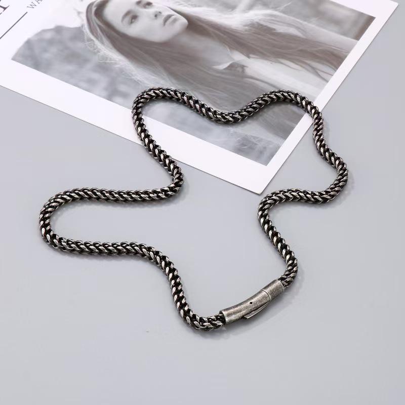Retro Stainless Steel Dragon Bone Chain Necklace & Bracelet Set for Men