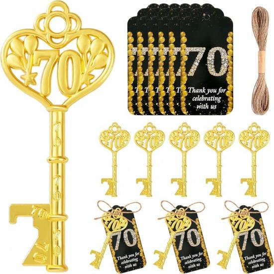 50Pcs 50th Gold Key Bottle Opener 50th Birthday Party Favors, 50th Anniversary Souvenirs Return Gifts 50th Key Beer Bottle Opener With Thank You