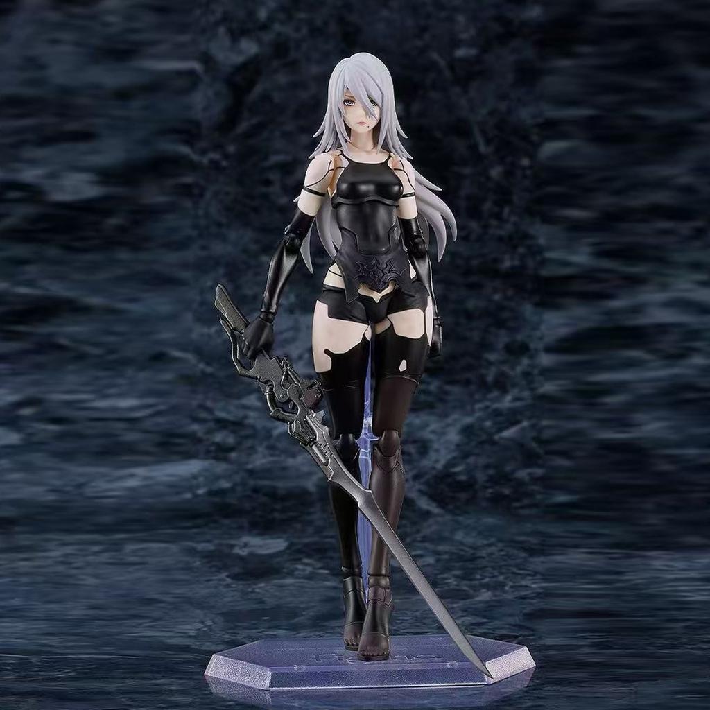 Silver Hair Movable Joint Action Figure Black Outfit With Weapon Accessory Pvc Collectible Anime Doll Toy Desktop Ornament Gift