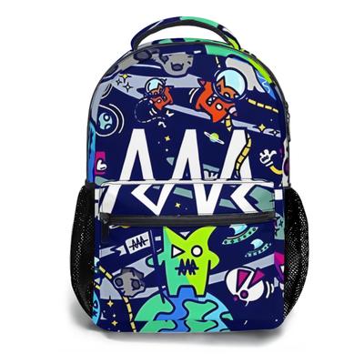 Space Monsters Printed Lightweight Casual Children's Schoolbag Youth Backpack Anime Cartoon Schoolbag