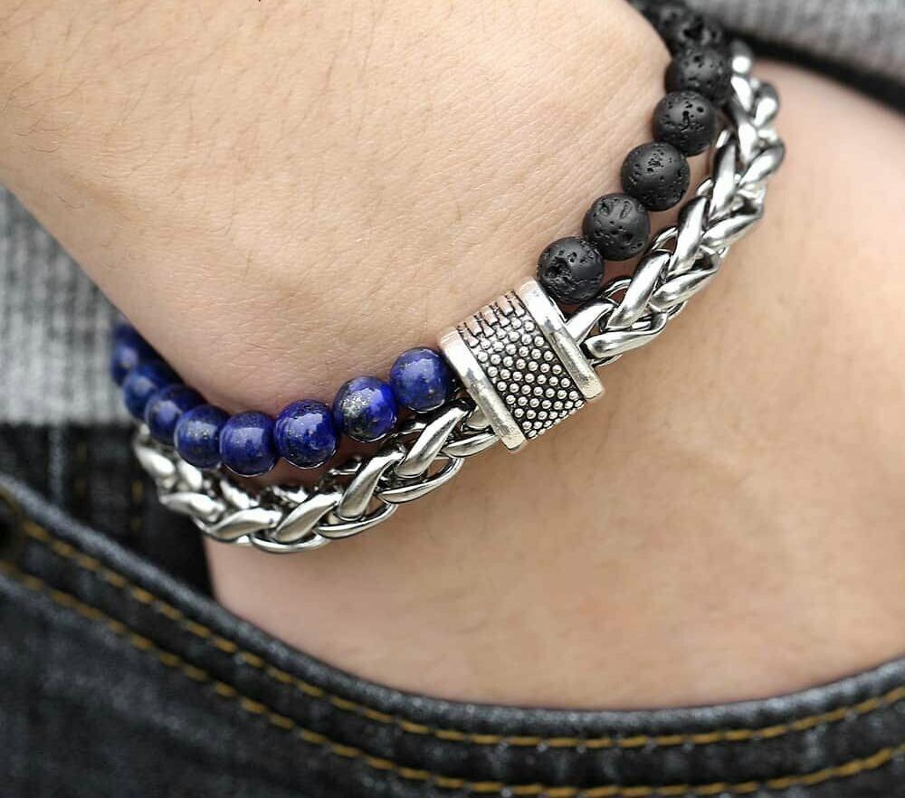 Retro Beaded Bracelet Iron Chain Bracelet Men's Bracelet