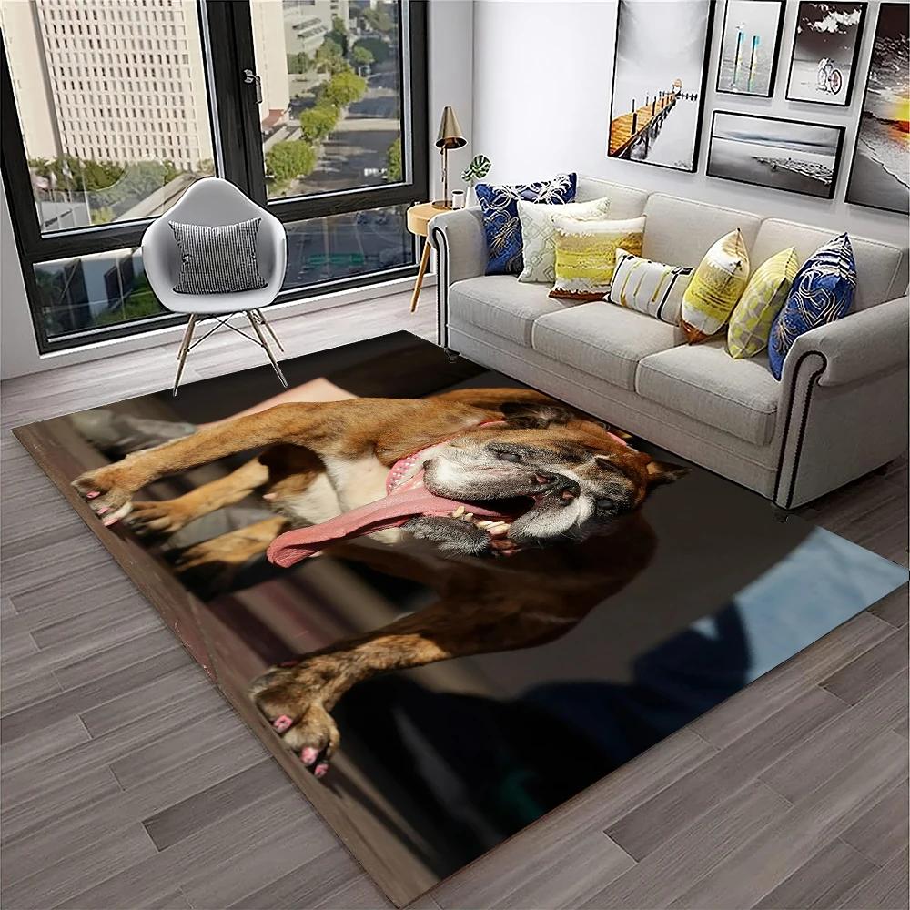 French Pit Bull Dog Pet Cartoon Carpet Rug for Home Living Room Bedroom Sofa Doormat Decor,kids Play Area Rug Non-slip Floor Mat