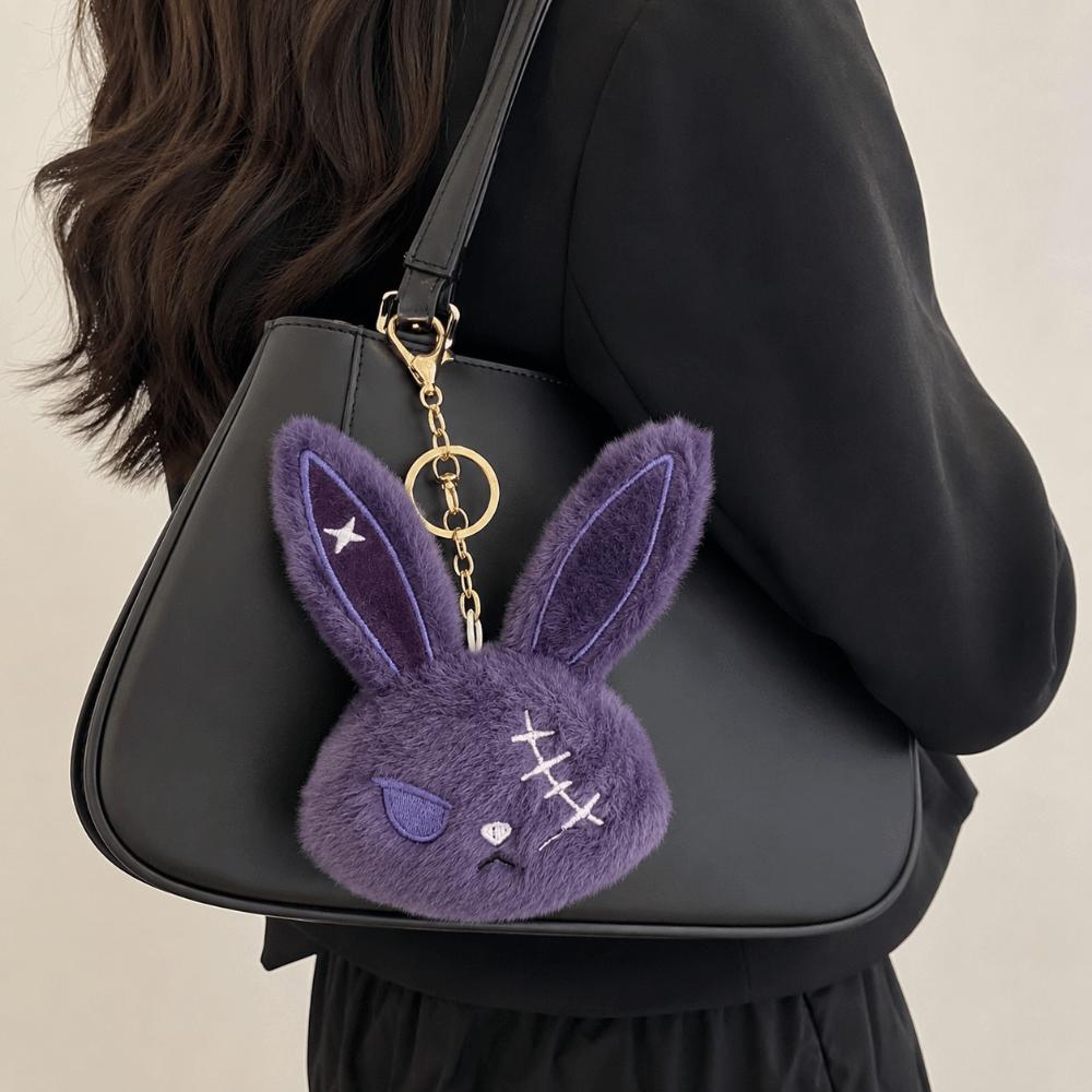 Dark Style Gothic Bunny Keychain Animal Halloween Key Rings Wounded Rabbit Keychain Halloween