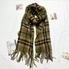 Autumn and Winter New Milk Huhu Imitation Cashmere Scarf Women's Plaid Simple Cute Tassel Warm Scarf Men's Shawl