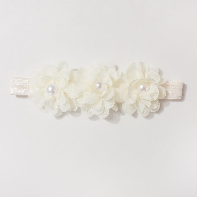 New baby elastic headband, cute chiffon bead flower children's jewelry, four seasons thin baby hair accessories