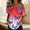 Damenmode Casual Print Sexy schulterfreies Kurzarm-T-Shirt-Oberteil