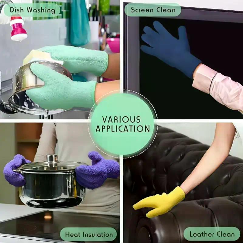 Microfiber Dusting Gloves - Stretchable & Breathable Cleaning Gloves, Non-Waterproof For Cars, Boats, RVs, Pools, Home, Kitchen