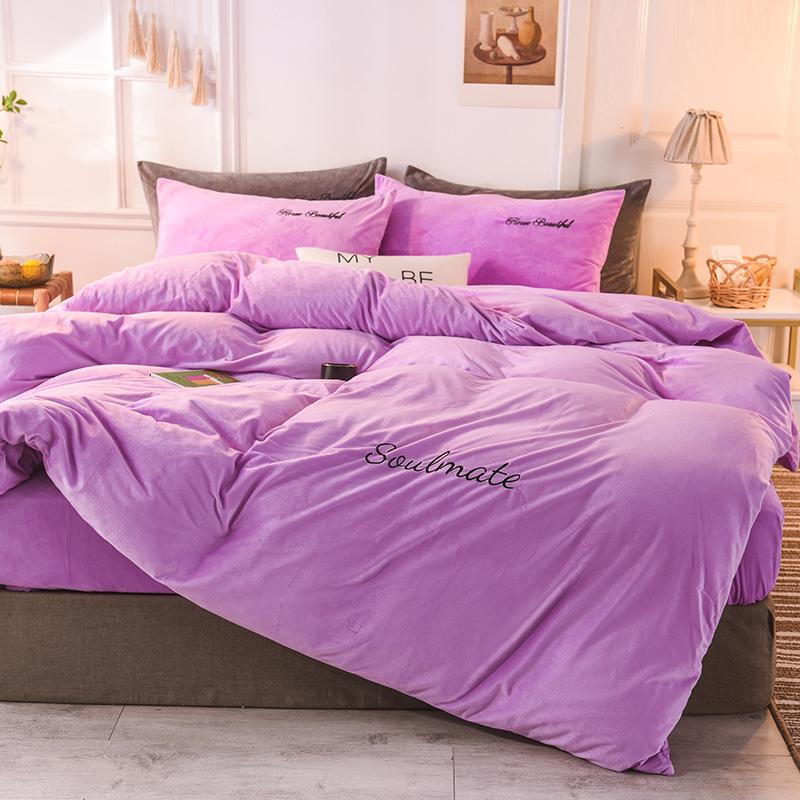 WOSTAR Winter warm milk velvet duvet cover 220x240 bedding set couple luxury double bed quilt cover twin full queen king size