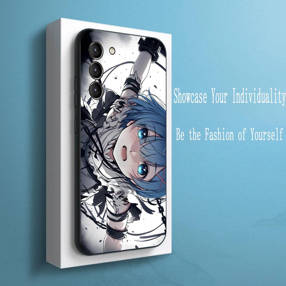 Re zero cute girl classic anime pattern Phone Case For Samsung Galaxy S26 S25 S24 S23 S22 S21 Plus Ultra Note20 Soft Black