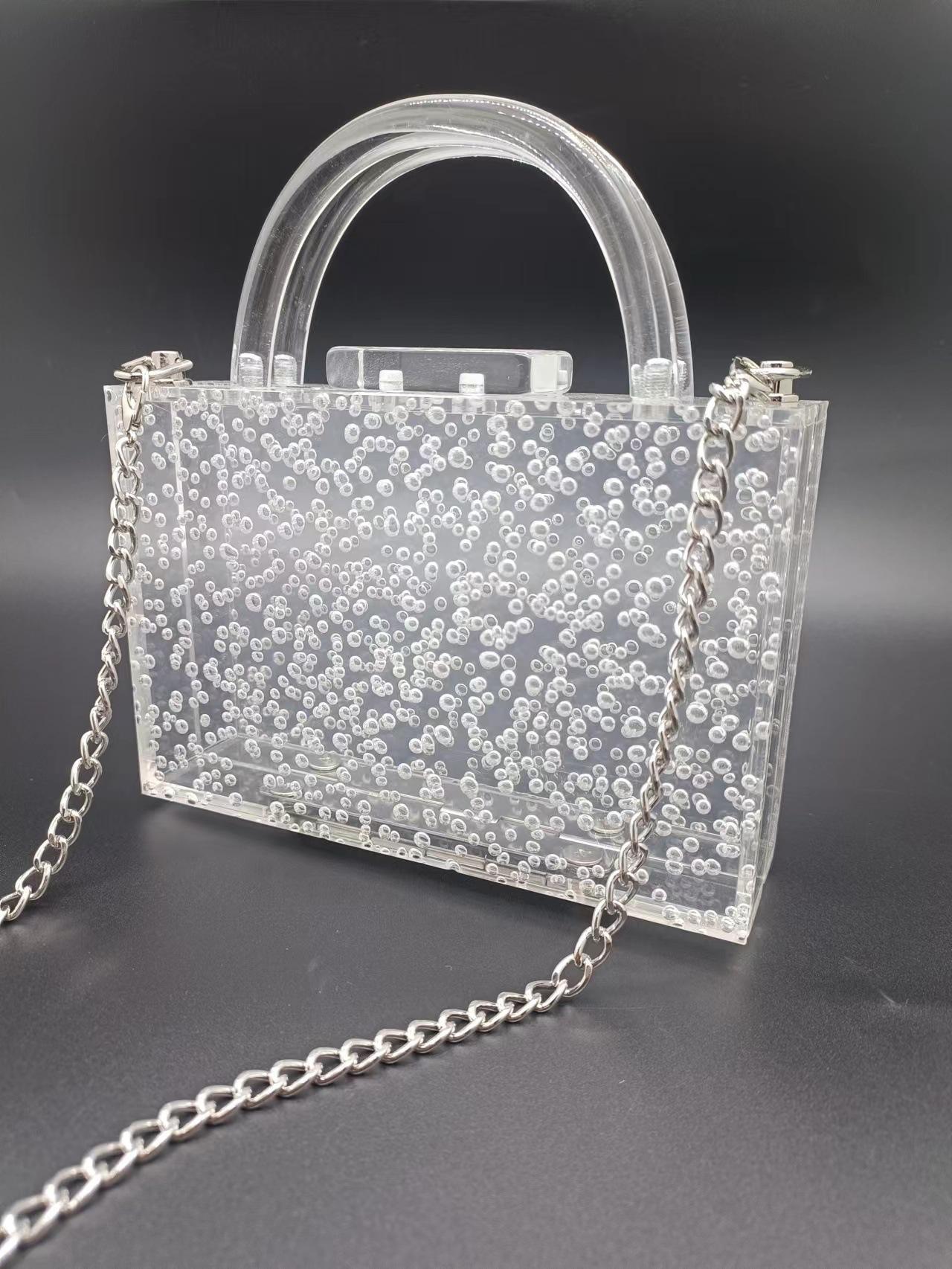 

Bubble Transparent Bag Women S Fashion Trend Portable Acrylic Bag Simple Dinner Bag Clutch Bag Women