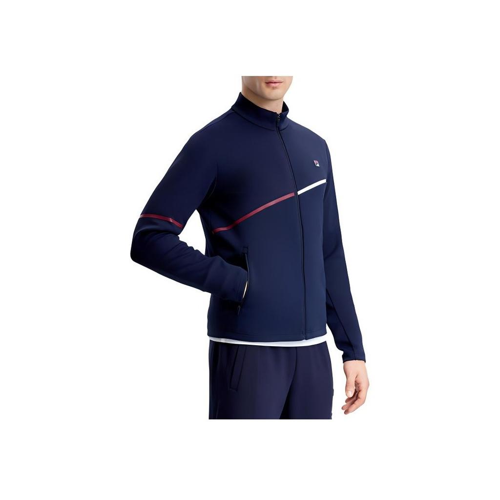 Fila Logo Print Tennis Polo Knit Sports Jacket Men Jackets Dark-Blue A11M333504F-NV