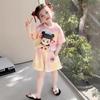 Baby Girl Summer Tie Dye Nezha Cartoon Short Sleeve Top and Long Pants Set