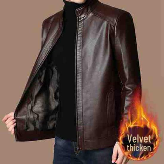 Herren Winter Lederjacke mit Fleece Futter - Für mittleres und älteres Alter.