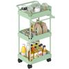 Auxiliary Cart with Wheels 3 Levels Kitchen Cart with Removable Baskets and Towel Holder Green