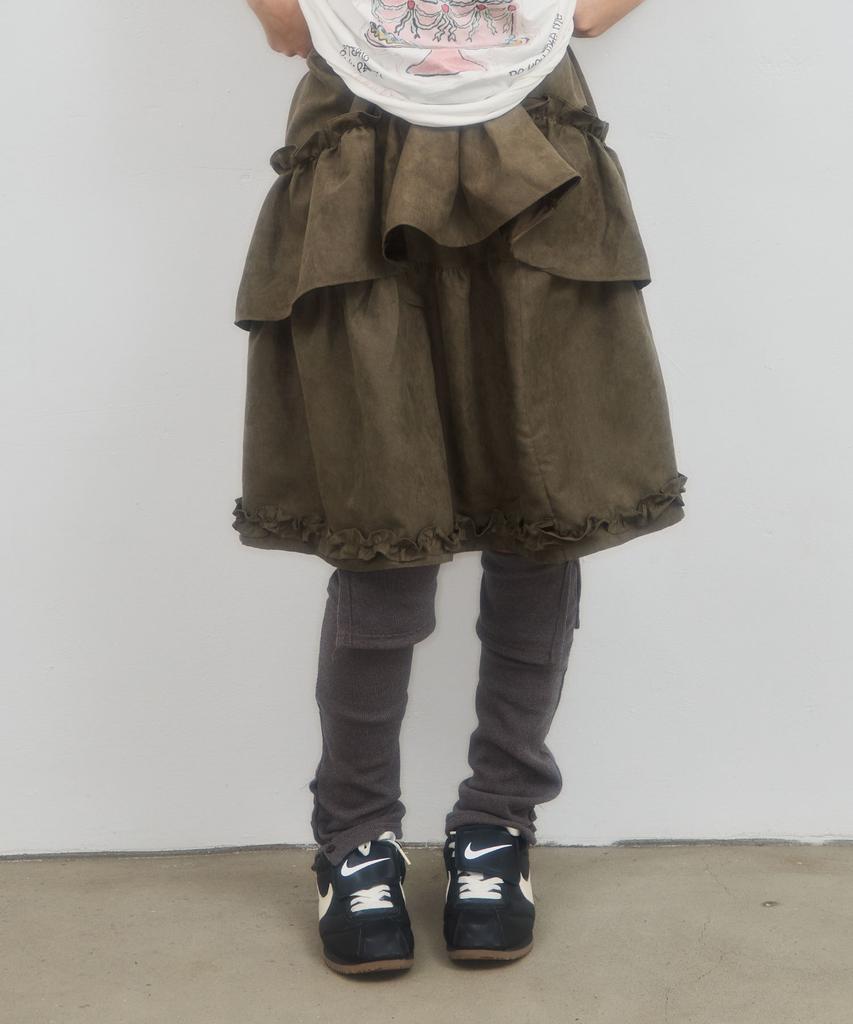 Leteoli Shirring Cancan Midi Skirt_Khaki