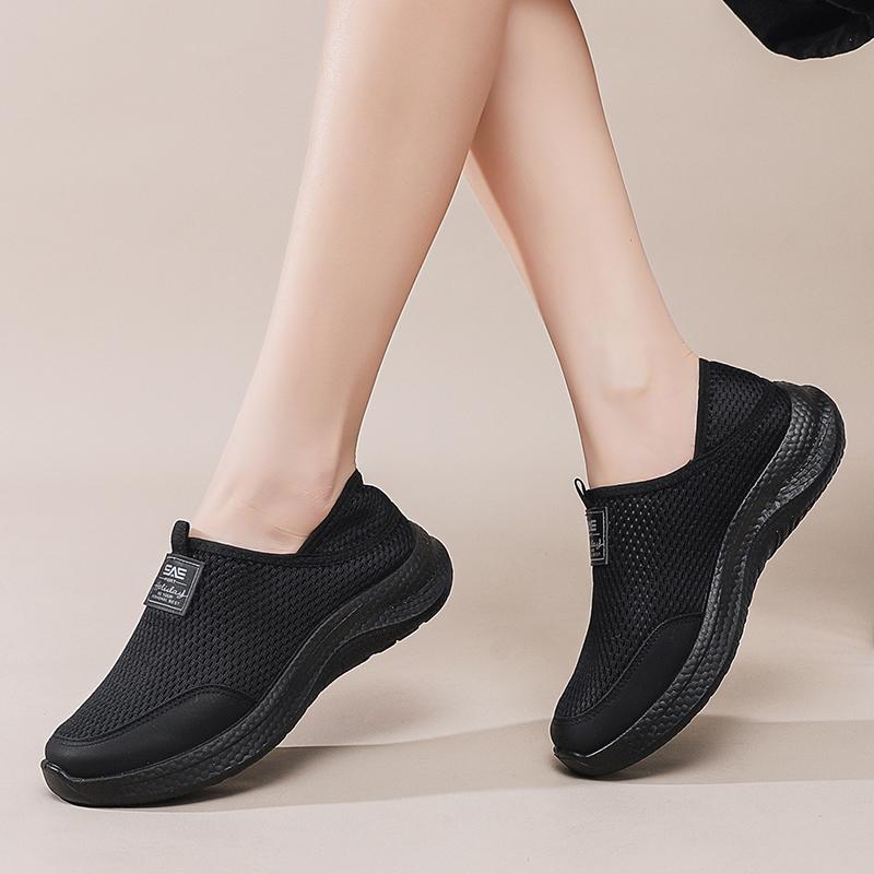 Fashion Women Sneakers Breathable Mesh Casual Shoes Outdoor Non Slip Big Size Loafers Walking Lightweight Tennis Shoes Pink Black