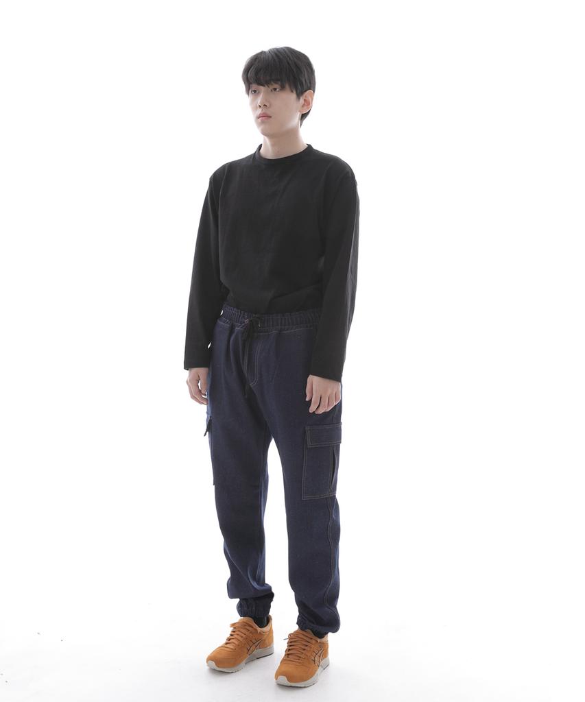Seinteukeulu Retro Line Cargo Jogger Denim Pants Rl-311Cj Dark Blue