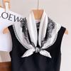 Elegant 60 Lace Imitation Silk Small Square Scarf New Simple Versatile Korean Version French Fashionable Women