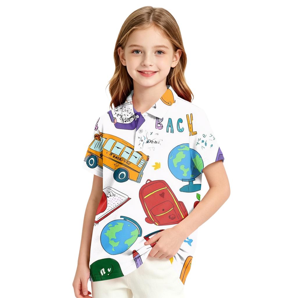 Girls' School Uniform Printed T-Shirt for Back To School Casual Wear