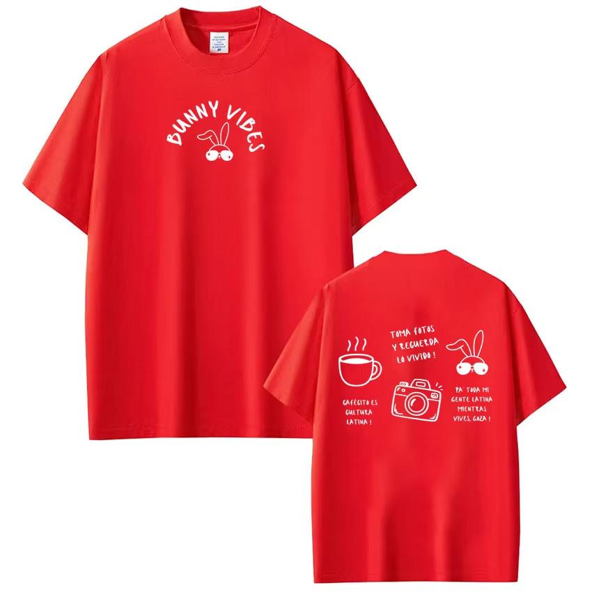 Singer Bad Bunny Pop Music Fashion Print Tshirt Men Women Harajuku Tshirt Shortsleeved Casual Cotton Hiphop Tees Streetwear