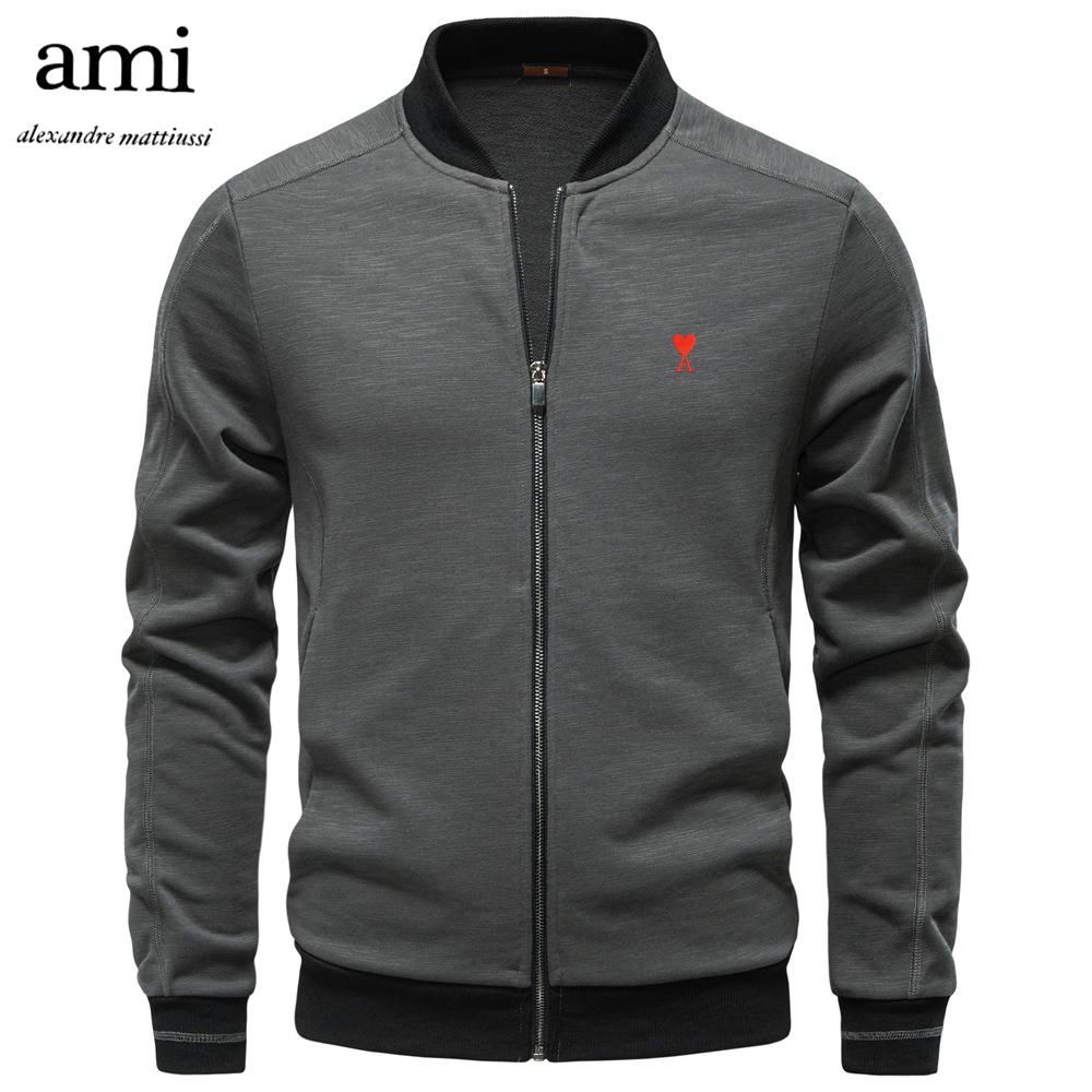 

AMI 2025 Осень и Зима Вышивка Новая Куртка с бейсбольным воротником Мужская Повседневная Куртка для бизнеса Тонкая Универсальная Куртка для мужчин XXL