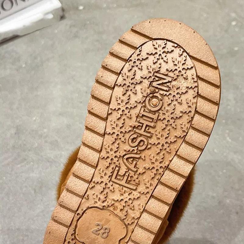 Zimní Nové Dětské Sněhule pro Dívky Plus Sametové Princeznovské Kotníkové Boty pro Dívky Teplé Dětské Bavlněné Boty pro Děti