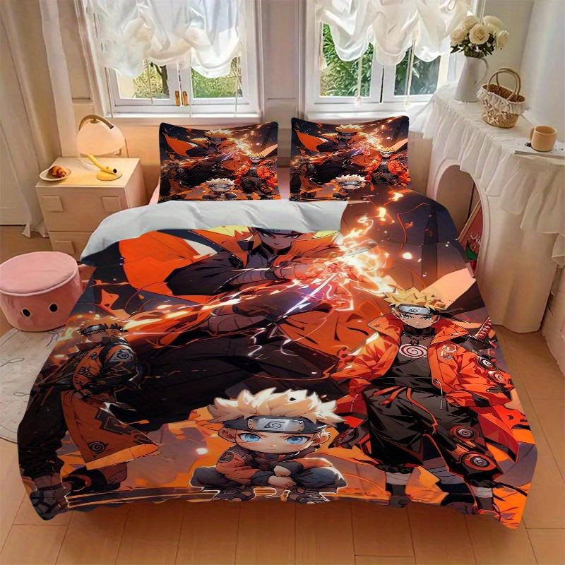 3pcs Naruto Bedding Set - Includes 1 Quilt Cover and 2 Pillowcases, Comfortable Bedding with Stylish Design for Bedroom F049