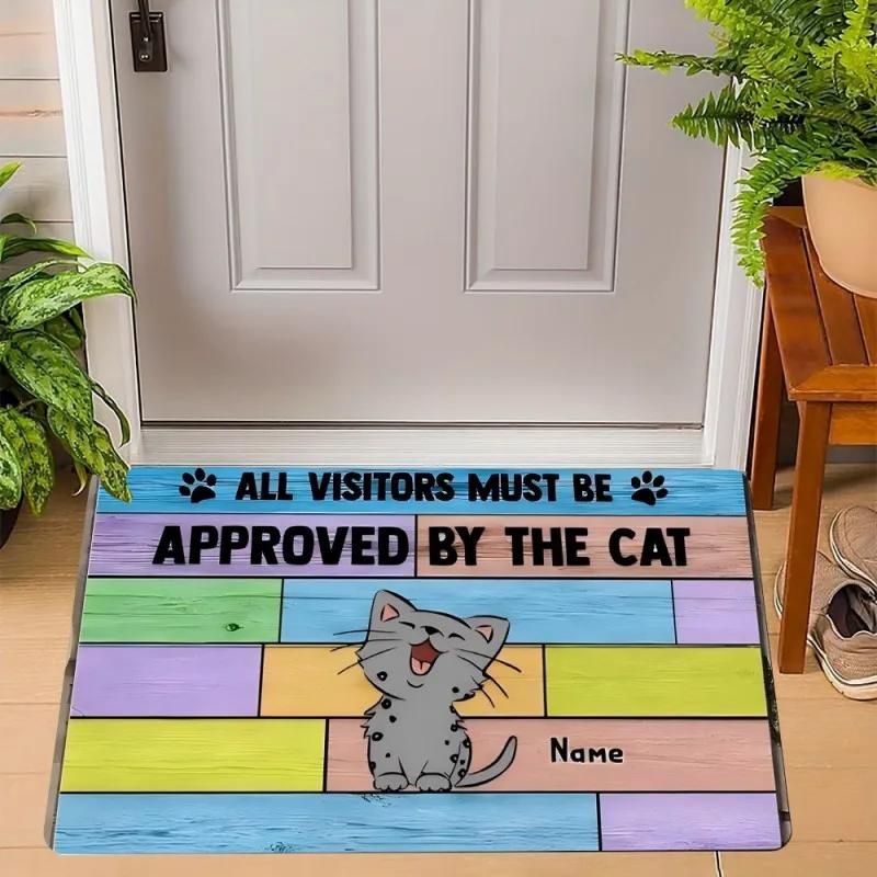 Cute Cats Print Welcome Doormat Non-Slip Machine Washable Carpet for Living Room Bedroom Bathroom Kitchen and Laundry Rug