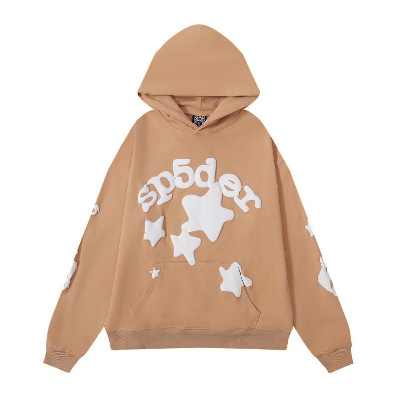 Sp5der Hoodie Unisex Oversized Cotton Pullover With Foil Letter Print Fall Casual Streetwear