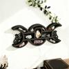 Black Fairies Moon Design Wooden Wall Crystal Display Hanging Shelf With Multi Compartments For Artistic Storage Solution