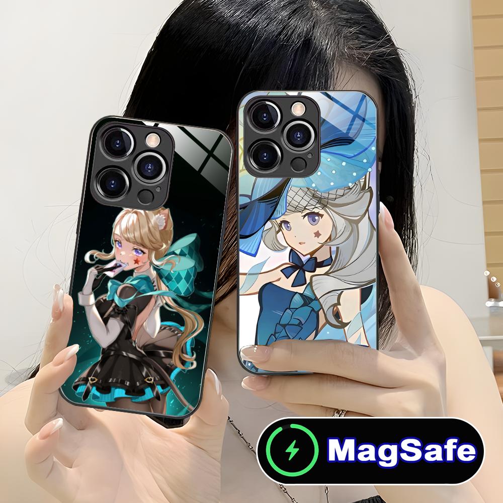 Game GI Lynette Glass MagSafe Mobile Phone Case for iPhone 17 16 15 14 13 12 11 Air Pro Max Plus Mini Colorful Cover