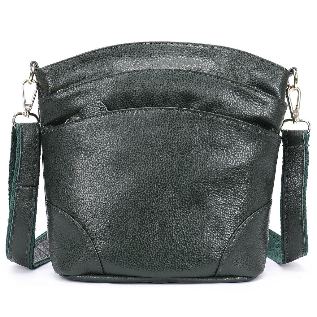 Women's Genuine Leather Bucket Bag - Autumn/Winter Fashion for Middle-Aged Moms