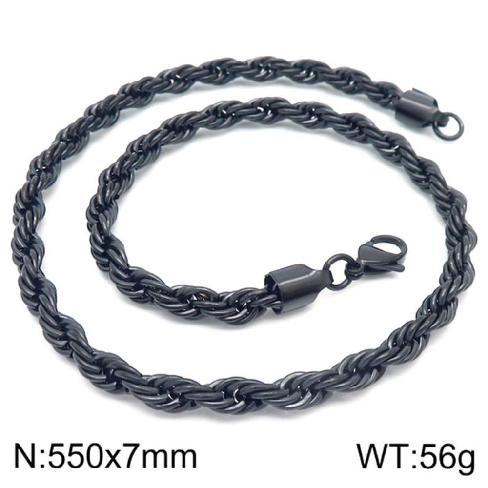 Hip-hop Style Vacuum Plating Black Titanium Steel Men's and Women's Winding Ladder Twist Necklace