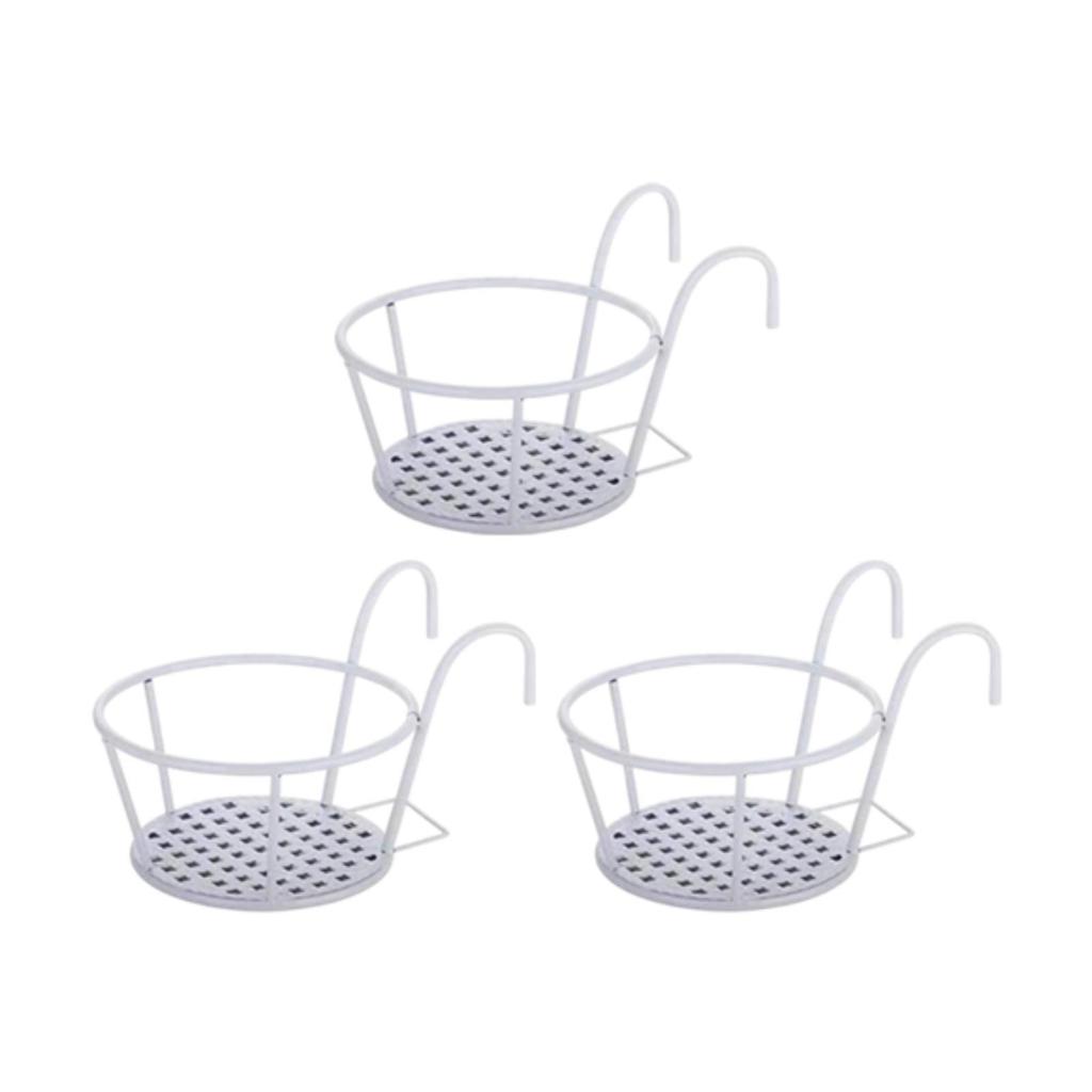 3 Pieces Hanging Planters Basket Home Railing Round Hanging Railing Planter