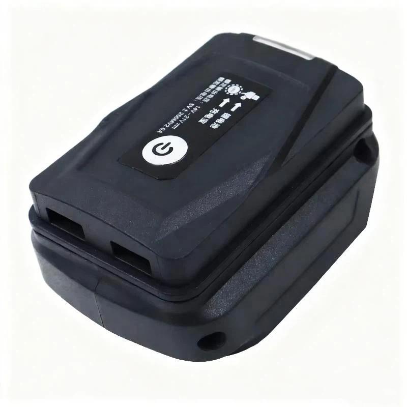 1 Peça Para Adaptador de Caixa de Bateria Li-Ion 18V Portas USB Duplas Power Bank Carregador de Telefone Lâmpada Conversora de Luz de Trabalho LED Lanterna