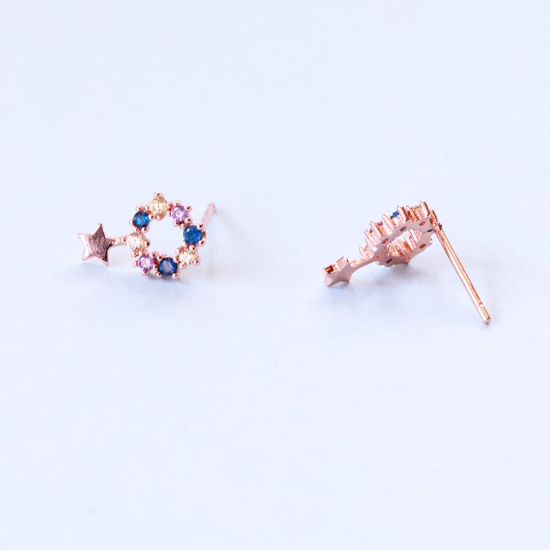 S925 Silver Korean Star Stud Earrings: Fresh, Colorful, Sweet Five-Pointed, Hollow Star Design, Perfect for Christmas.