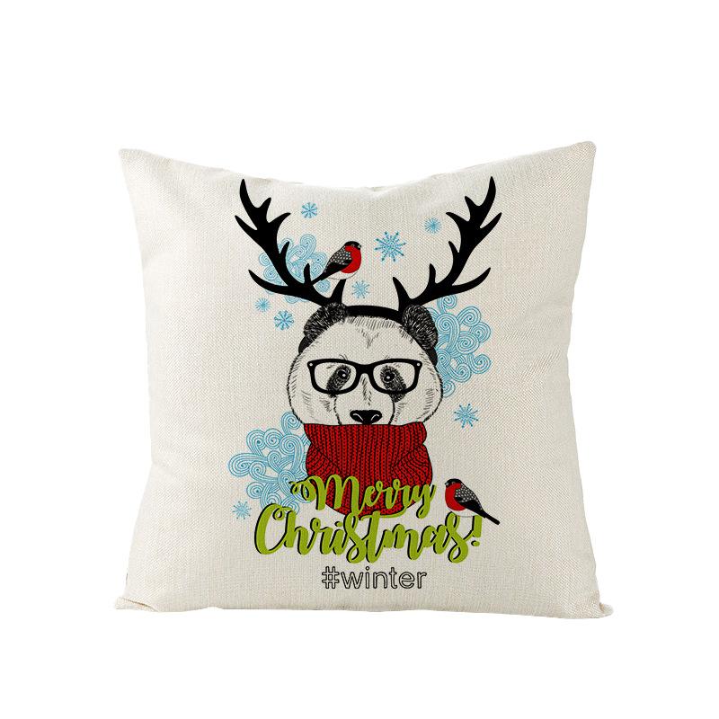 Home Polyester Pillow Cover Cartoon Digital Print Christmas Cushion Cover Living Room Sofa Cushion Cover