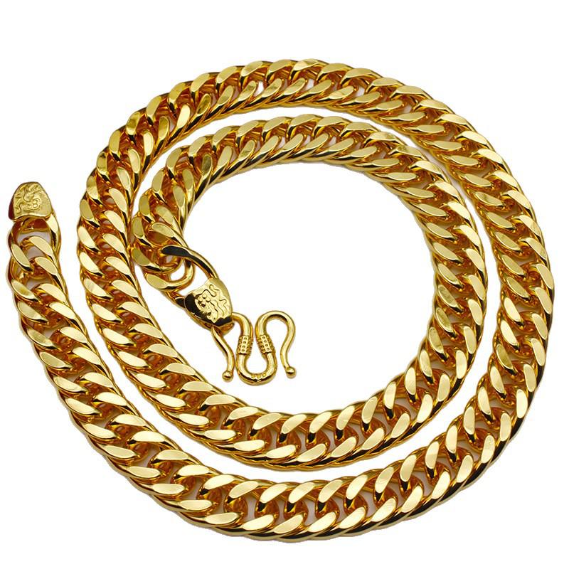 Durable Copper-Plated Gold Necklace, Sand Gold Design, Consistent Color, Masculine and Imposing, Fire-Tested for Quality.