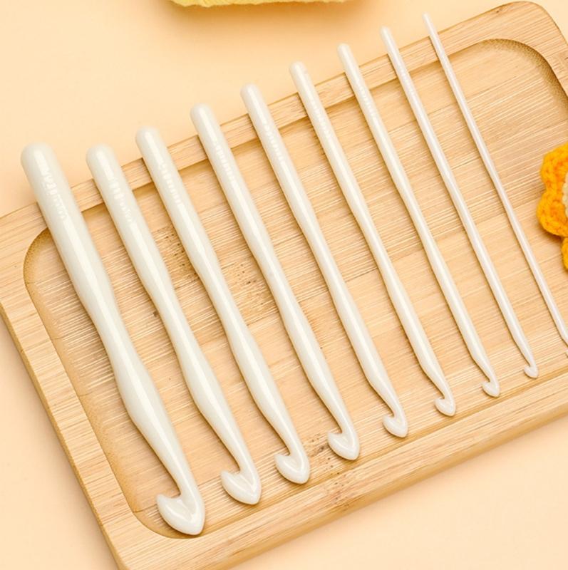 9Pieces White Acrylics Crochet Hook 3-10mm 12mm Ergonomic Handle Crochet Hook Needle for Beginner Experienced Hobbyist