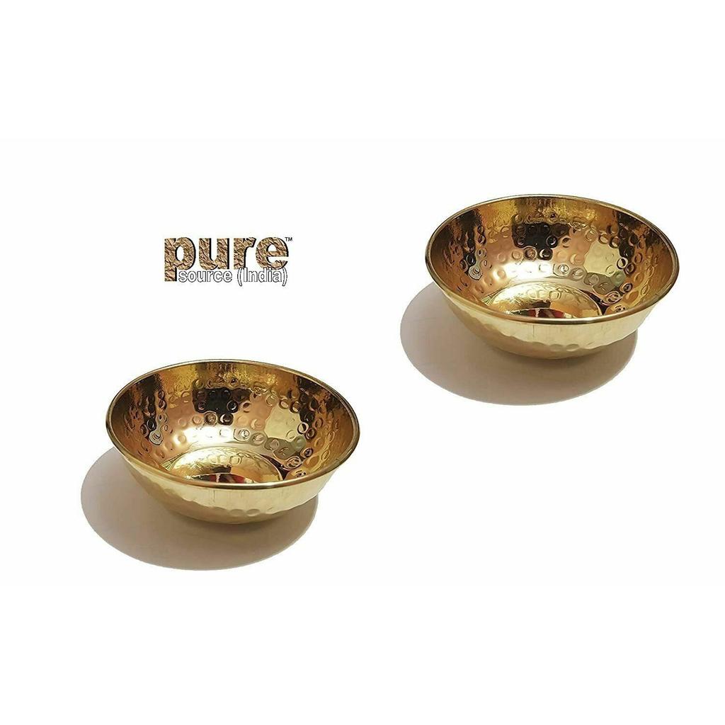 Indian Traditional Brass Hand Made Bowl 3.75 Inch Size Set of 2 Pcs LN101
