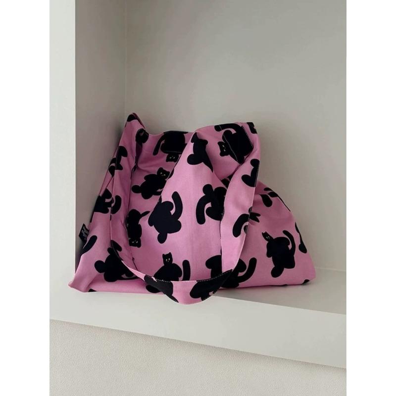 

Маленькая кошка Сумка через плечо Художественная сумка-тоут большой вместимости розовый