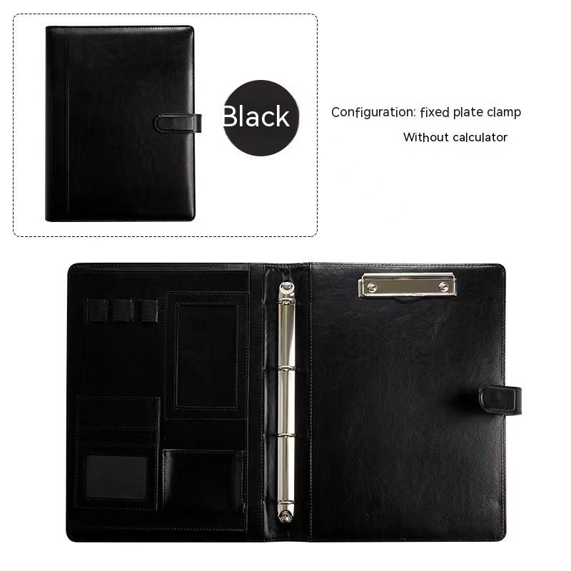 PU Leather Notebook Binder A4 Paper Budget Envelope Expanding File Folder Document Material Chic Loose Leaf Ring Office чёрный