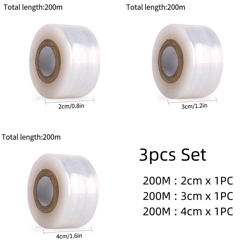 200M PE Grafting Tape Film Self-adhesive Garden Tree Plants Seedlings Vine Grafting Tape Stretchable Film 6/8/10/12cm Width