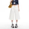 Fashion Dark Blue High Waist Casual Wide Leg Cropped Capri Denim Pants For Women Loose Straight Slimming FigureFlattering AllMatch Capri Trousers