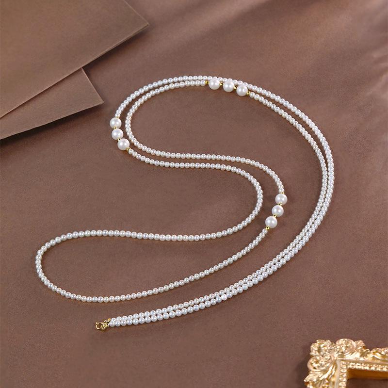 Элегантное многослойное колье-обертка из пресноводного жемчуга 2026 - Длинная цепочка на ключицу, аксессуар для свитера