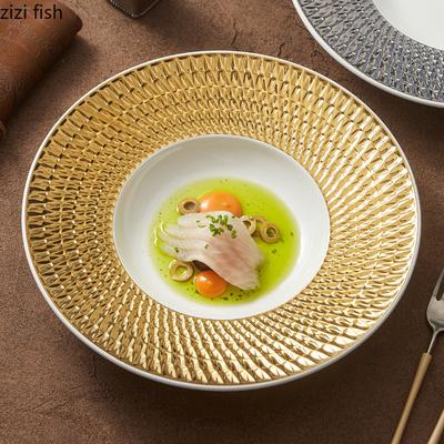 Cappello di Paglia con Texture a Rilievo Creativa Piatto Stoviglie in Ceramica Piatto Fondo Spesso Piatto per Insalata Piatto per Pasta Stoviglie a Concezione Artistica