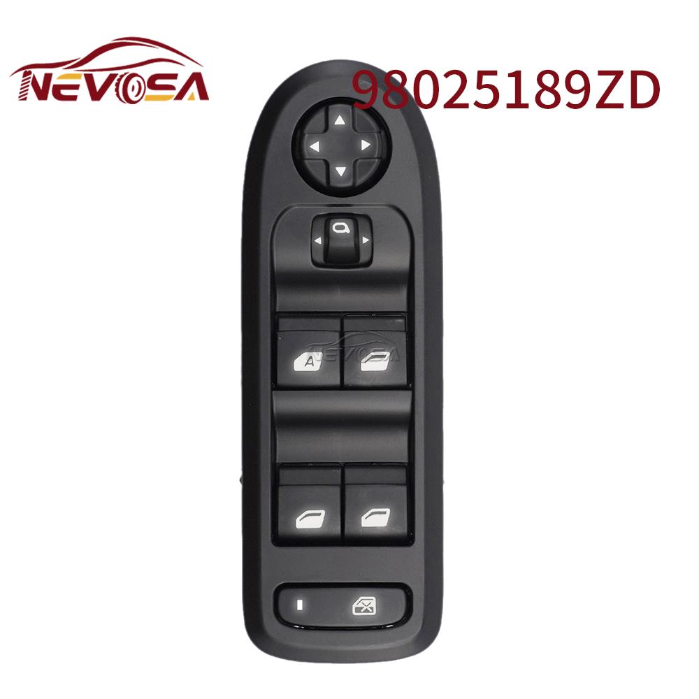 

NEVOSA For Peugeot 301 2014-2017 Aircross Picasso 98025201ZD Electric Master Power Window Switch Glass Lifter Button 98025189ZD White BackLight